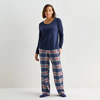 Liz Claiborne Womens Long Sleeve 4-pc. Pajama Set