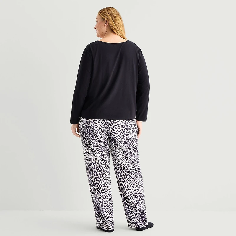 Liz Claiborne Womens Crew Neck Long Sleeve 4-pc. Pajama Set