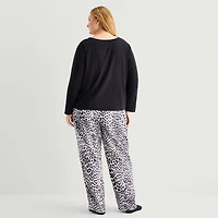 Liz Claiborne Womens Crew Neck Long Sleeve 4-pc. Pajama Set