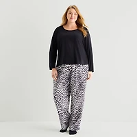 Liz Claiborne Womens Crew Neck Long Sleeve 4-pc. Pajama Set
