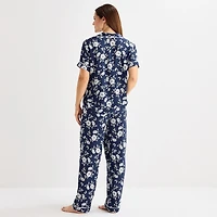 Liz Claiborne Cool and Calm Womens Short Sleeve 2-pc. Pajama Set
