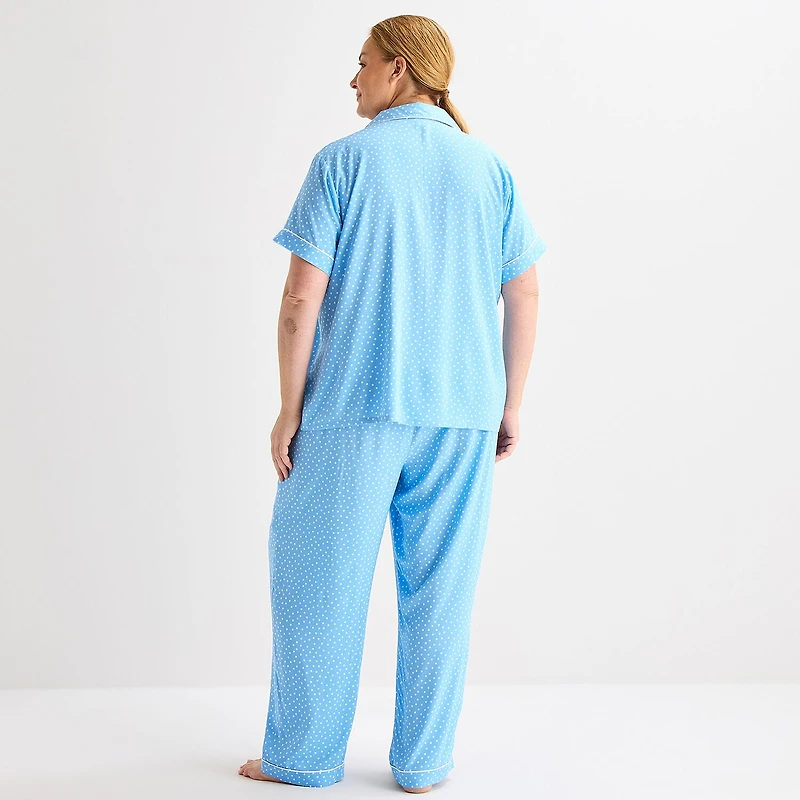 Liz Claiborne Cool and Calm Womens Short Sleeve 2-pc. Pajama Set