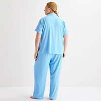 Liz Claiborne Cool and Calm Womens Short Sleeve 2-pc. Pajama Set