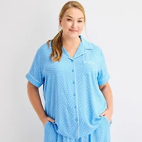 Liz Claiborne Cool and Calm Womens Short Sleeve 2-pc. Pajama Set