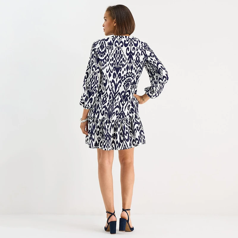 Be by CHETTA B Womens V Neck Long Sleeve Abstract Shift Dress