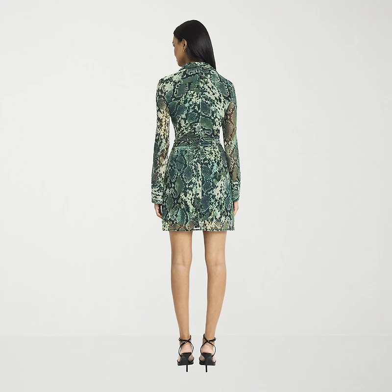Donna Morgan Womens Long Sleeve Animal Shirt Dress