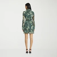 Donna Morgan Womens Long Sleeve Animal Shirt Dress