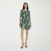 Donna Morgan Womens Long Sleeve Animal Shirt Dress