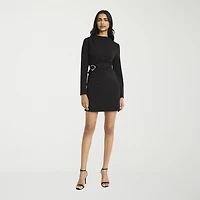 Donna Morgan Womens High Neck Long Sleeve Sheath Dress