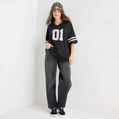 Forever 21 Womens Juniors V Neck Short Sleeve Jersey