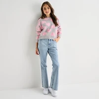 Forever 21 Juniors Womens Crew Neck Long Sleeve Hearts Pullover Sweater