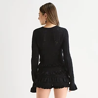 Forever 21 Juniors Womens Crew Neck Long Sleeve Pullover Sweater