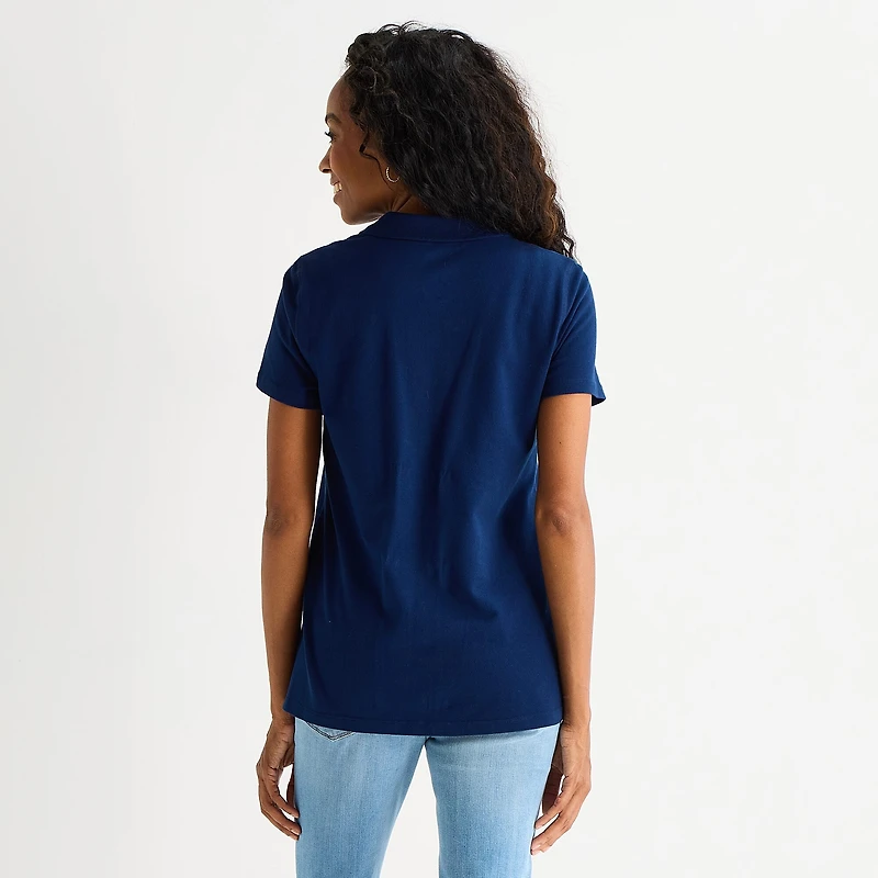 St. John's Bay Womens Adaptive Short Sleeve Easy-on + Easy-off Polo Shirt