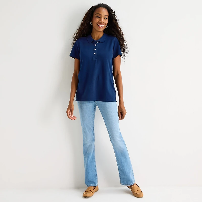 St. John's Bay Womens Adaptive Short Sleeve Easy-on + Easy-off Polo Shirt