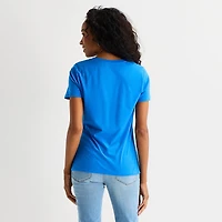 St. John's Bay Womens Crew Neck Short Sleeve Regular Fit Graphic T-Shirt