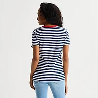 St. John's Bay Womens Crew Neck Short Sleeve Regular Fit Graphic T-Shirt