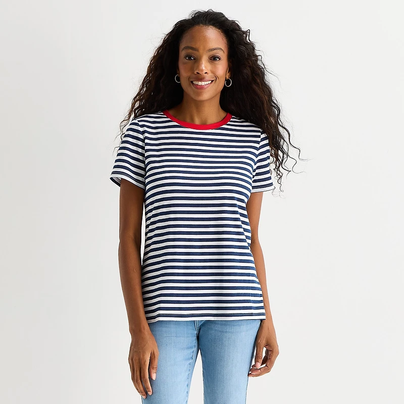 St. John's Bay Womens Crew Neck Short Sleeve Regular Fit Graphic T-Shirt