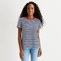 St. John's Bay Womens Crew Neck Short Sleeve Regular Fit Graphic T-Shirt
