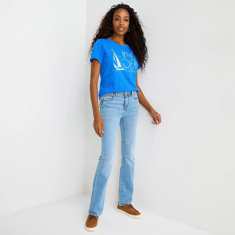 St. John's Bay Womens Crew Neck Short Sleeve Regular Fit Graphic T-Shirt