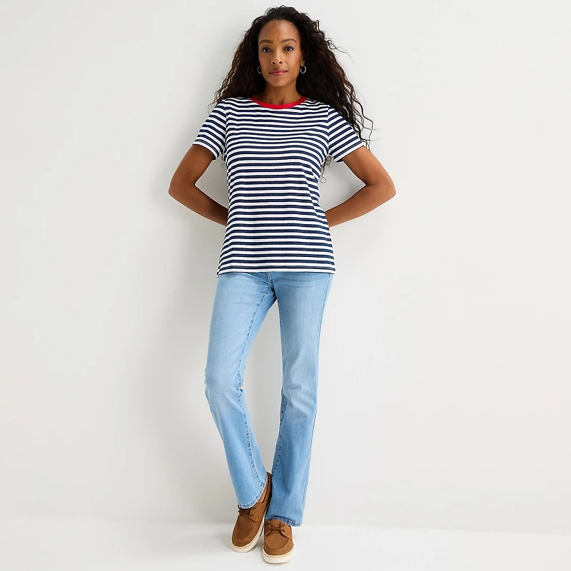 St. John's Bay Womens Crew Neck Short Sleeve Regular Fit Graphic T-Shirt