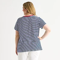 St. John's Bay Womens Plus Crew Neck Short Sleeve Regular Fit Graphic T-Shirt