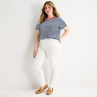 St. John's Bay Womens Plus Crew Neck Short Sleeve Regular Fit Graphic T-Shirt