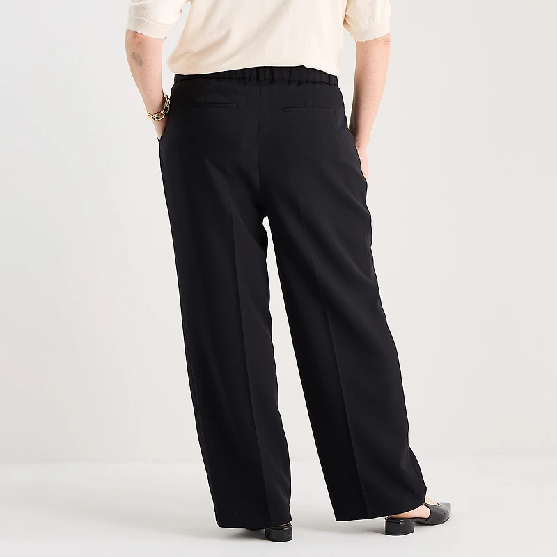 Liz Claiborne Charlotte Womens Plus Wide Leg Trouser