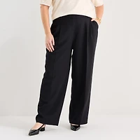 Liz Claiborne Charlotte Womens Plus Wide Leg Trouser