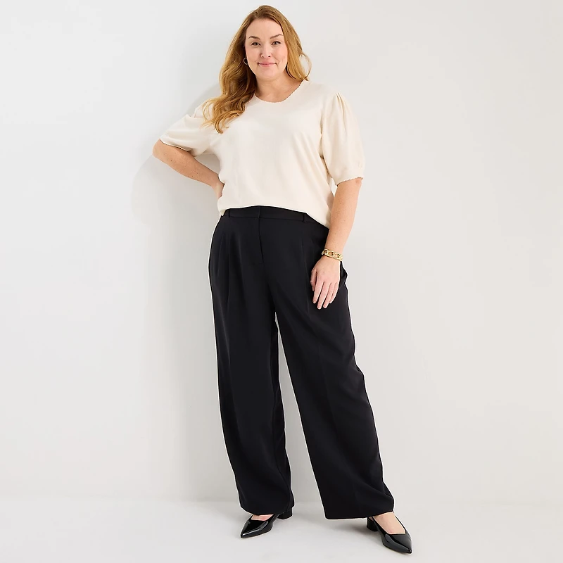 Liz Claiborne Charlotte Womens Plus Wide Leg Trouser