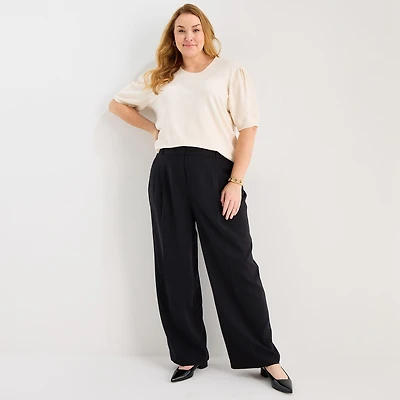 Liz Claiborne Charlotte Womens Plus Wide Leg Trouser