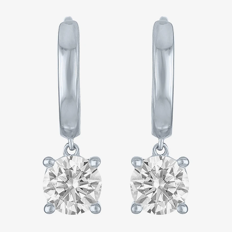 G-H / Si2-I1 Womens 1 CT. T.W. Lab Grown White Diamond 10K Gold 16.9mm Round Hoop Earrings
