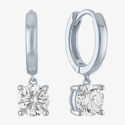 G-H / Si2-I1 Womens 1 CT. T.W. Lab Grown White Diamond 10K Gold 16.9mm Round Hoop Earrings
