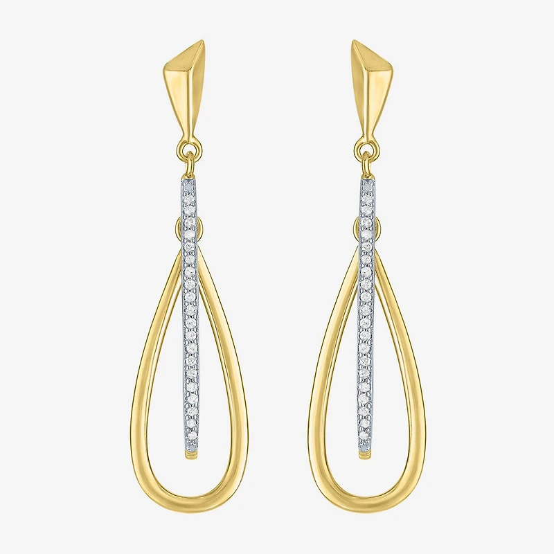 G-H / Si2-I1 Womens 1/10 CT. T.W. Lab Grown White Diamond 14K Gold Over Silver Drop Earrings