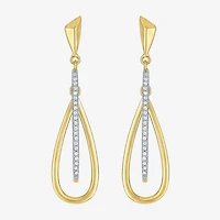 G-H / Si2-I1 Womens 1/10 CT. T.W. Lab Grown White Diamond 14K Gold Over Silver Drop Earrings