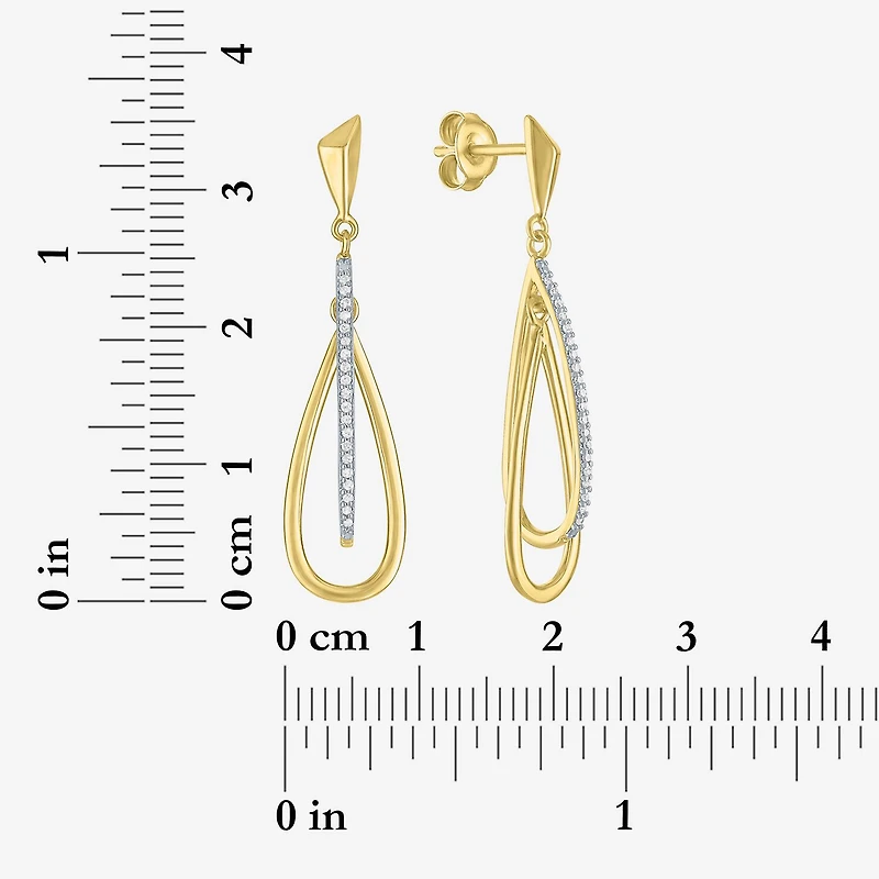 G-H / Si2-I1 Womens 1/10 CT. T.W. Lab Grown White Diamond 14K Gold Over Silver Drop Earrings