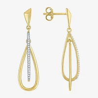 G-H / Si2-I1 Womens 1/10 CT. T.W. Lab Grown White Diamond 14K Gold Over Silver Drop Earrings