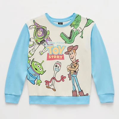 Disney Collection Little & Big Kid Boys Crew Neck Long Sleeve Regular Fit Buzz Lightyear Rex Woody Graphic T-Shirt