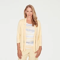 Alfred Dunner Al Fresco Womens 3/4 Sleeve Layered Sweater