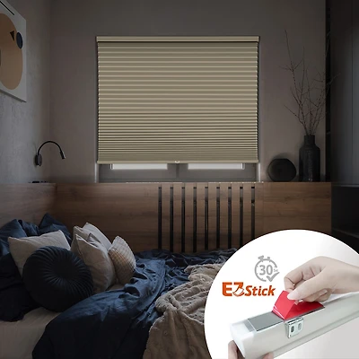 Eco Estates Ez Stick No Tool 1.5" Cut-To-Width Cordless 100% Blackout Cellular Shade