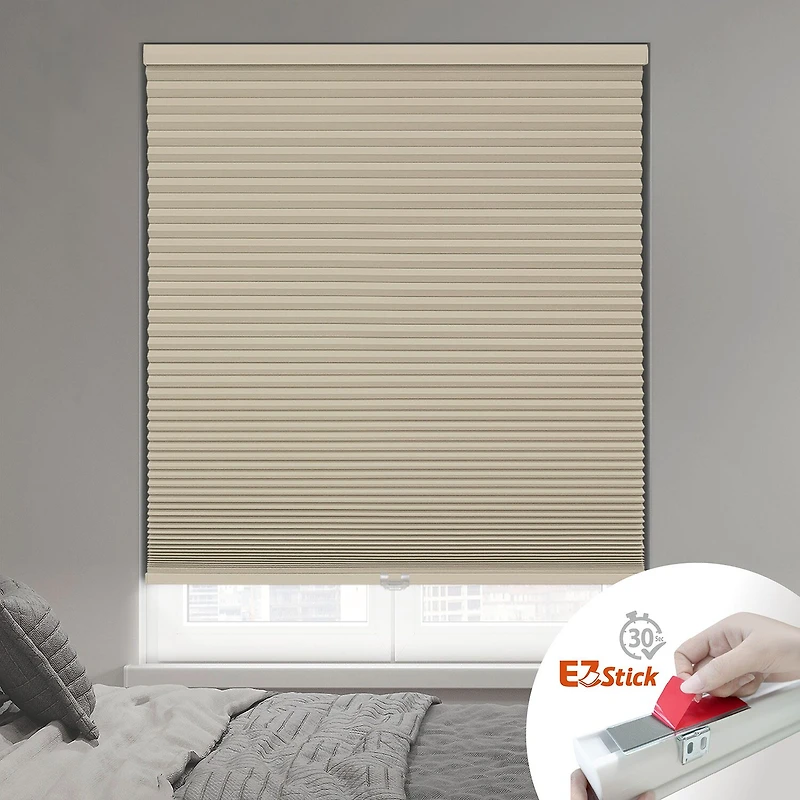 Eco Estates Ez Stick No Tool 1.5" Cut-To-Width Cordless 100% Blackout Cellular Shade