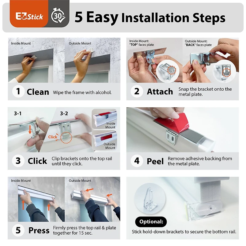 Eco Estates Ez Stick No Tool 1.5" Cut-To-Width Cordless 100% Blackout Cellular Shade