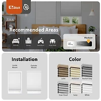 Eco Estates Ez Stick No Tool 1.5" Cut-To-Width Cordless 100% Blackout Cellular Shade