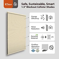 Eco Estates Ez Stick No Tool 1.5" Cut-To-Width Cordless 100% Blackout Cellular Shade