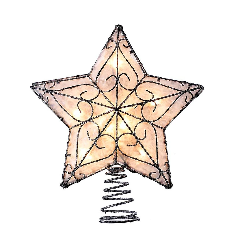 Kurt Adler 12" Metal Trimmed Capiz Star Lighted Treetopper