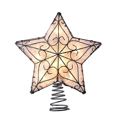Kurt Adler 12" Metal Trimmed Capiz Star Lighted Treetopper