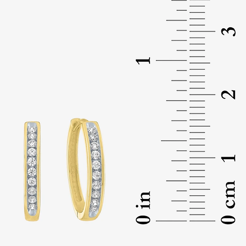 (G-H / Si2-I1) Womens 1/6 CT. T.W. Lab Grown White Diamond 10K Gold 15.5mm Hoop Earrings