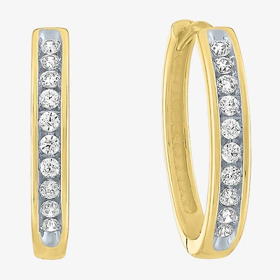 (G-H / Si2-I1) Womens 1/6 CT. T.W. Lab Grown White Diamond 10K Gold 15.5mm Hoop Earrings
