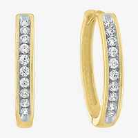 (G-H / Si2-I1) Womens 1/6 CT. T.W. Lab Grown White Diamond 10K Gold 15.5mm Hoop Earrings