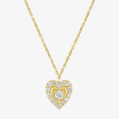 (G-H / Si2-I1) Womens 1/6 CT. T.W. Lab Grown White Diamond 10K Gold Heart 18 Inch Pendant Necklace