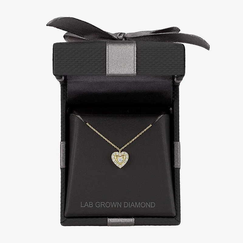 (G-H / Si2-I1) Womens 1/6 CT. T.W. Lab Grown White Diamond 10K Gold Heart 18 Inch Pendant Necklace